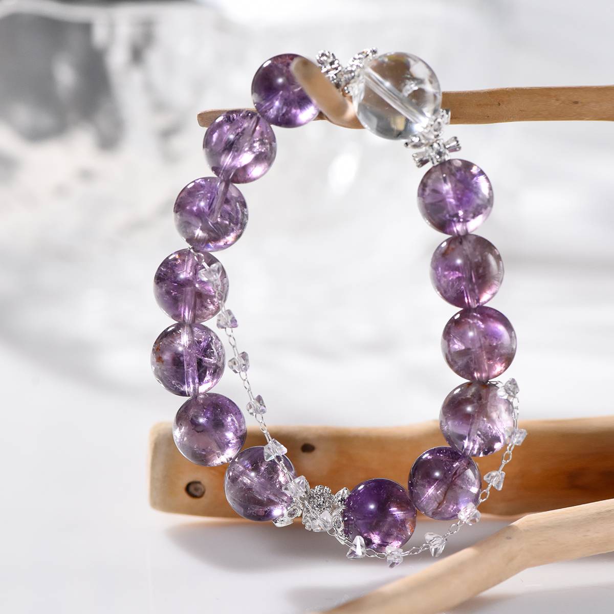 Large Grained Chevron Amethyst Bracelet