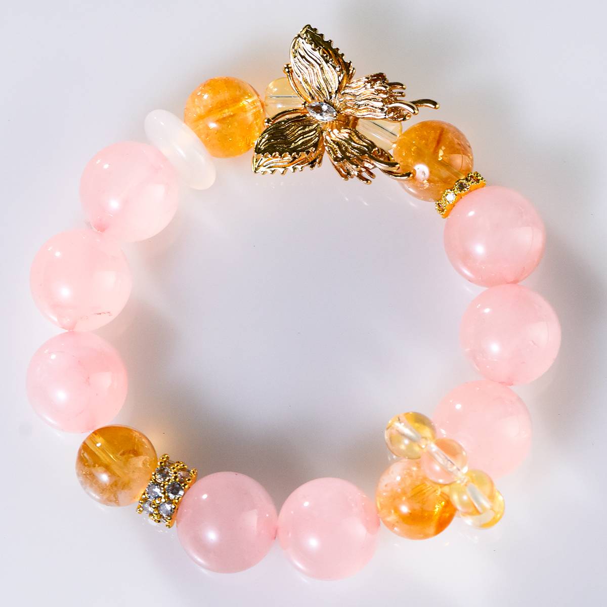 Large Grained Grapefruit Pink Crystal bracelet