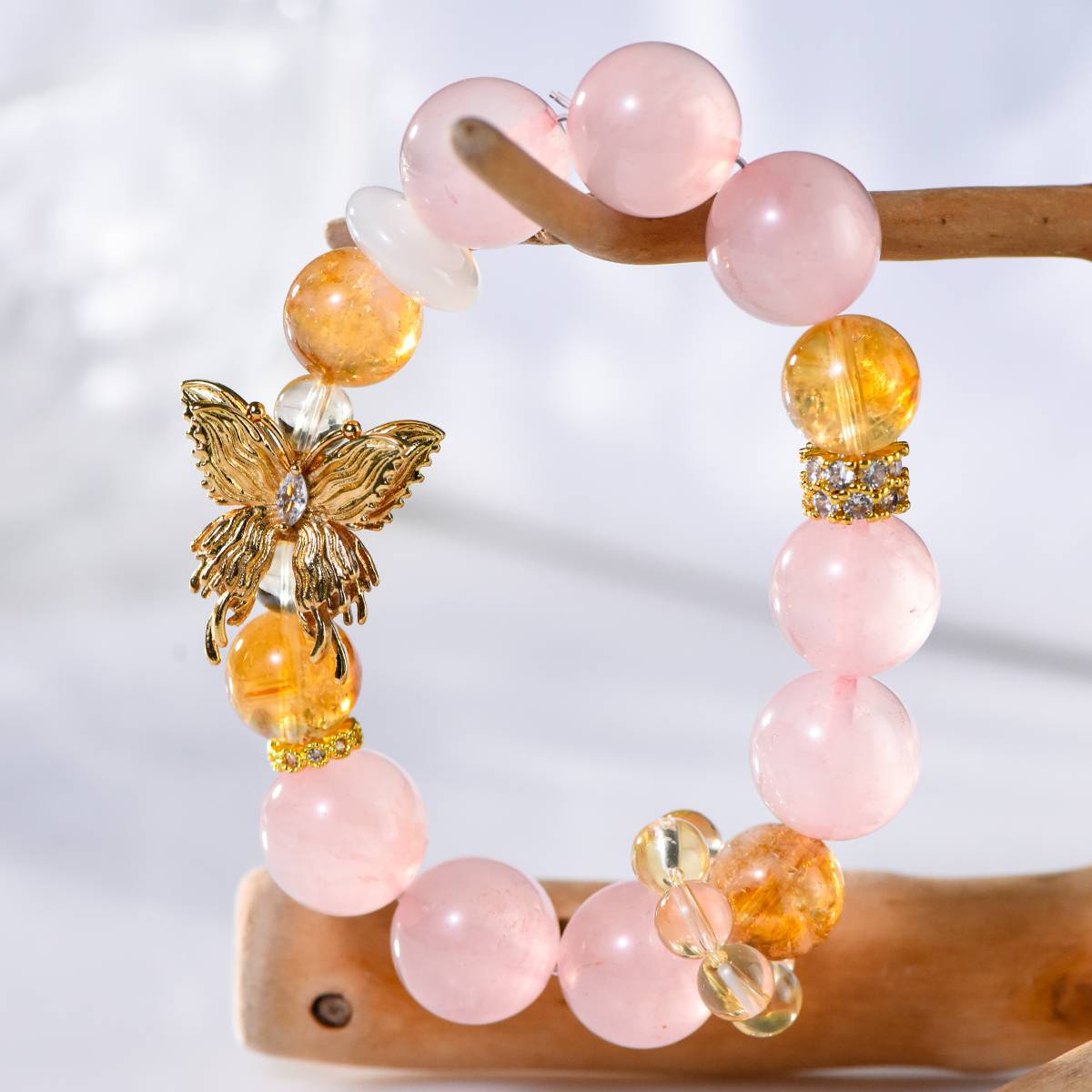 Large Grained Grapefruit Pink Crystal bracelet