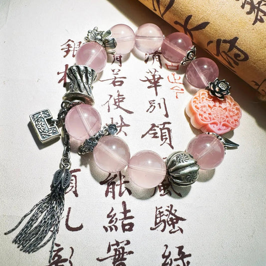 Pink Crystal Silver Bracelet