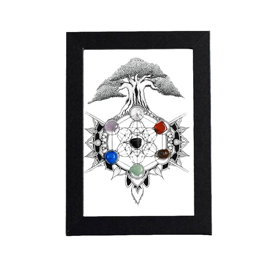 Tree of Life Metatron Crystal Photo Frame Black