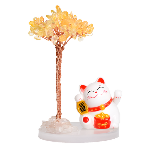 Lucky Cat Crystal Money Tree Ornaments