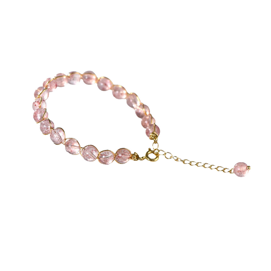 Strawberry Quartz Single-loop Bracelet for Good Luck