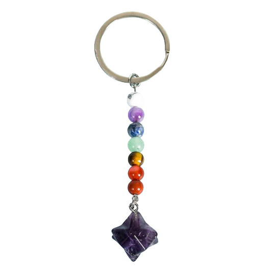 Chakra Beads Merkaba Keychain