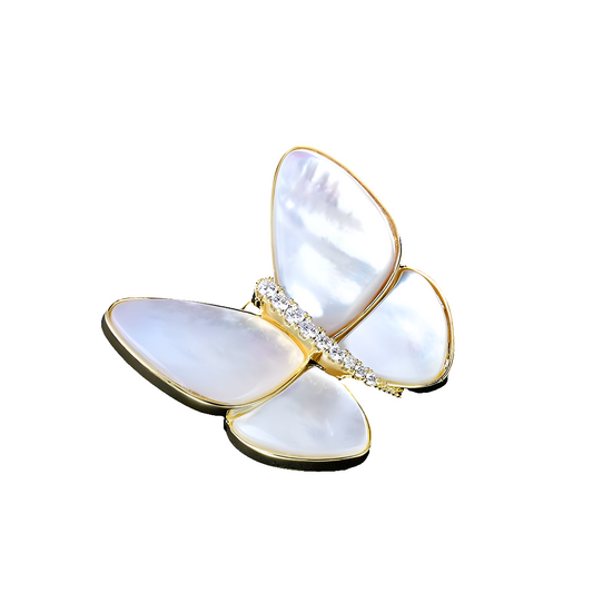 Natural White Mother-of-Pearl Butterfly Brooch