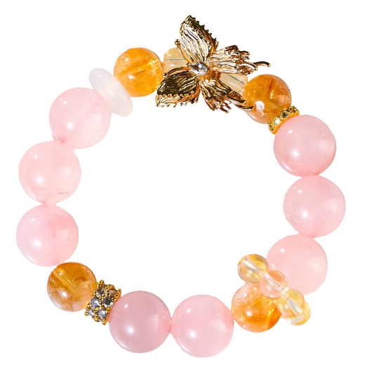 Large Grained Grapefruit Pink Crystal bracelet