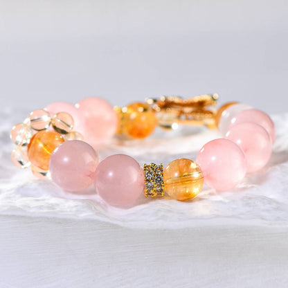 Large Grained Grapefruit Pink Crystal bracelet